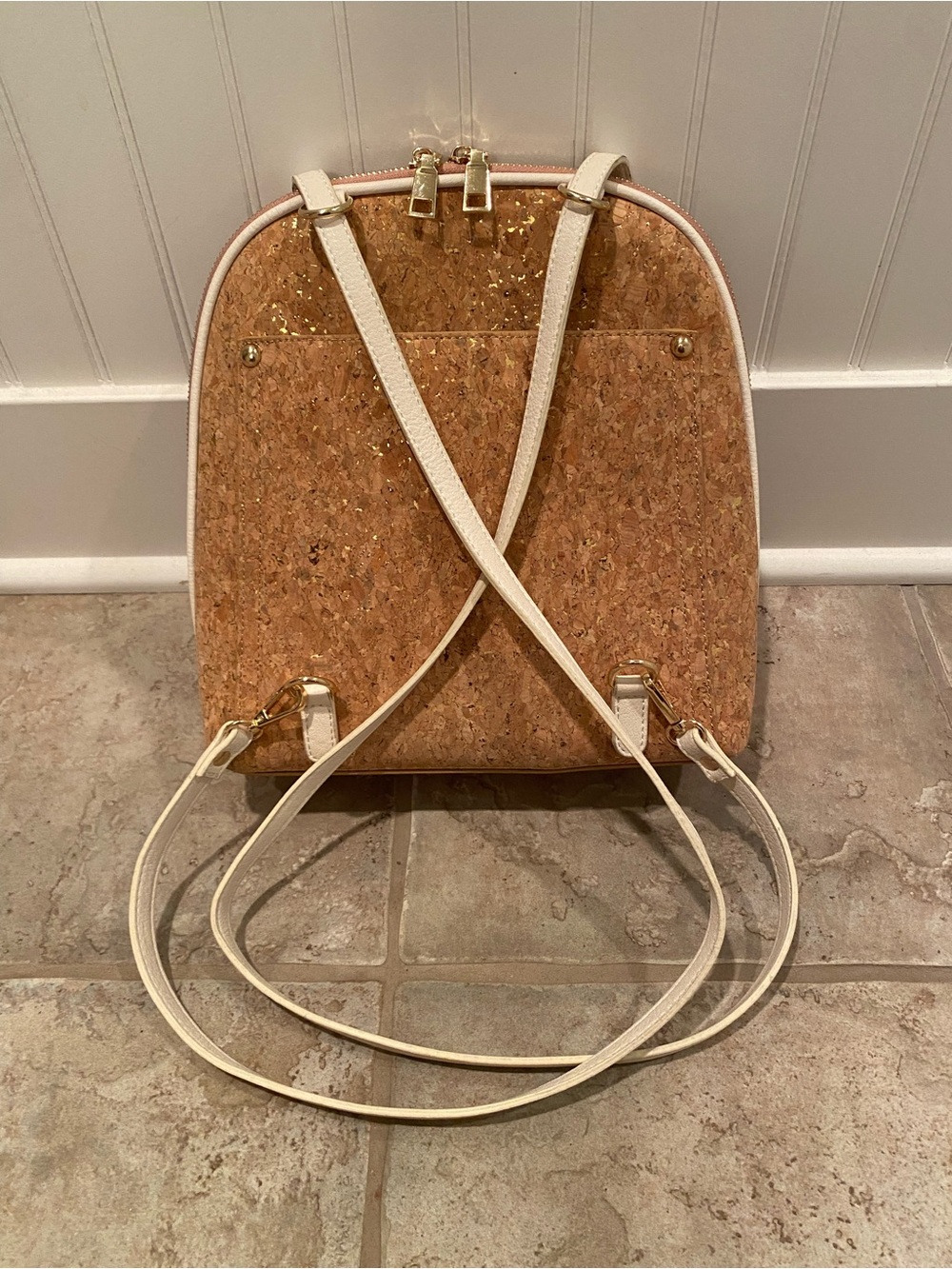 Miztique Daisy Convertible Cork Backpack Purse - White Trim